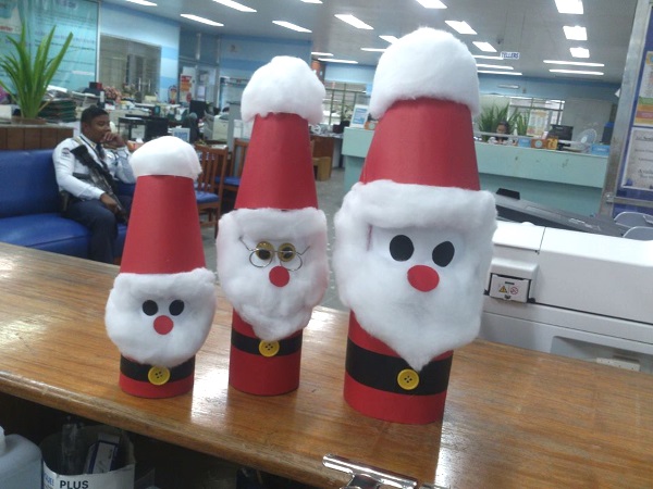 DIY santa display for office desk.