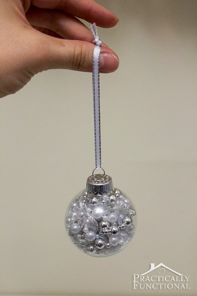 Fabulous beads and ribbon filled glass ball ornaments.