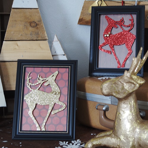 Framed reindeer silhouettes.