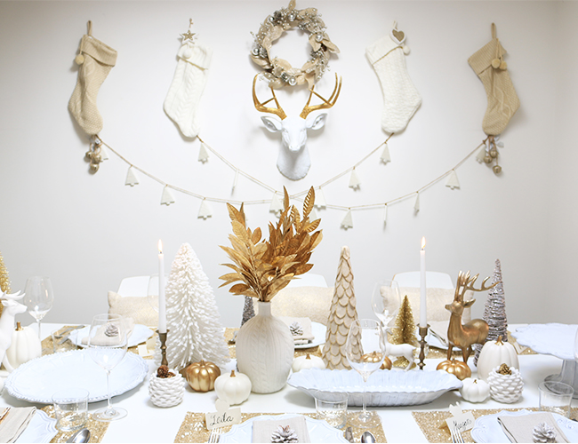 Golden & white theme decor for Christmas.