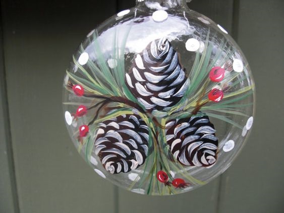 Handpainted glass ball ornament.