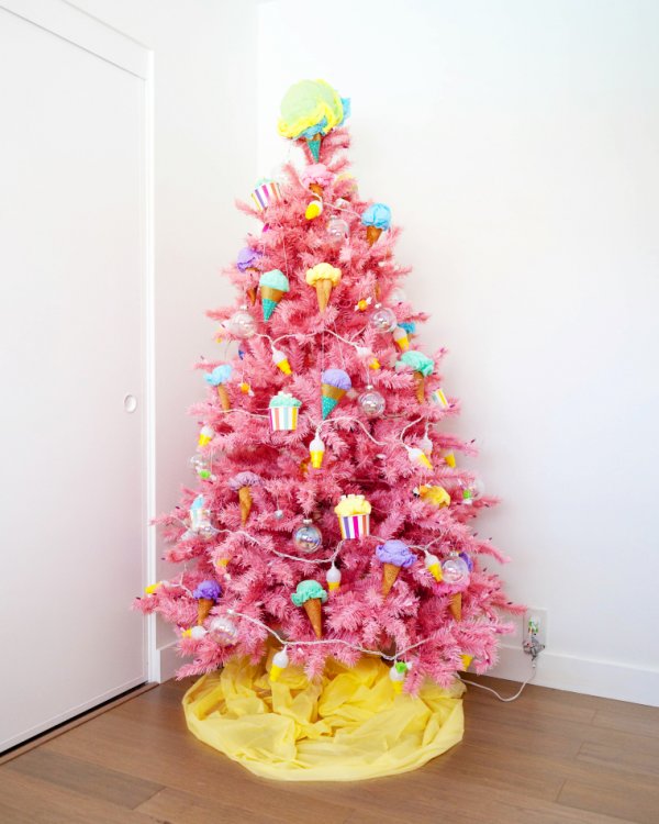 Ice cream theme pink Christmas tree.