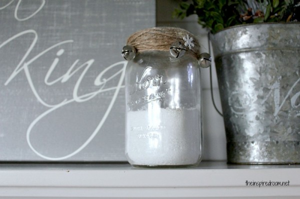 Mason jar decoration with jingle bell.