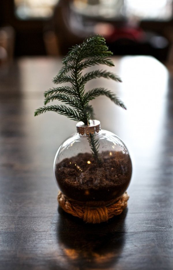 Mini Christmas tree glass ornament.