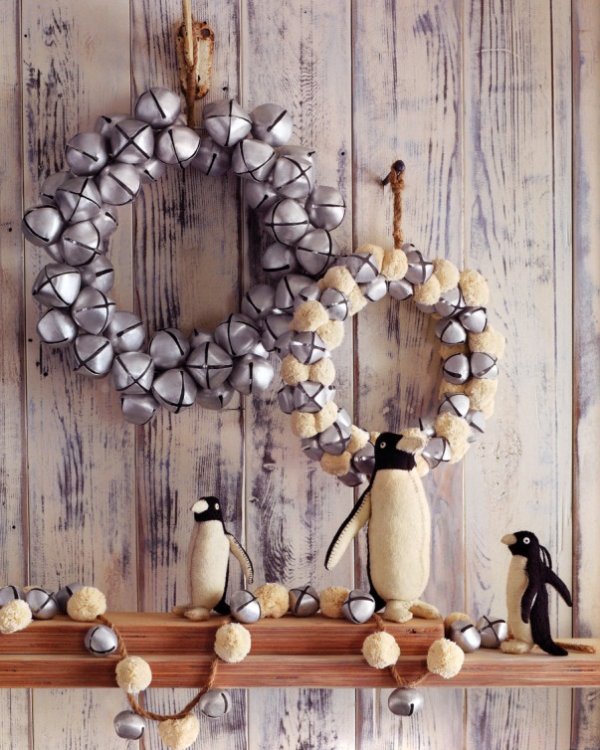 Perfect jingle bell wreath decor with penguin.
