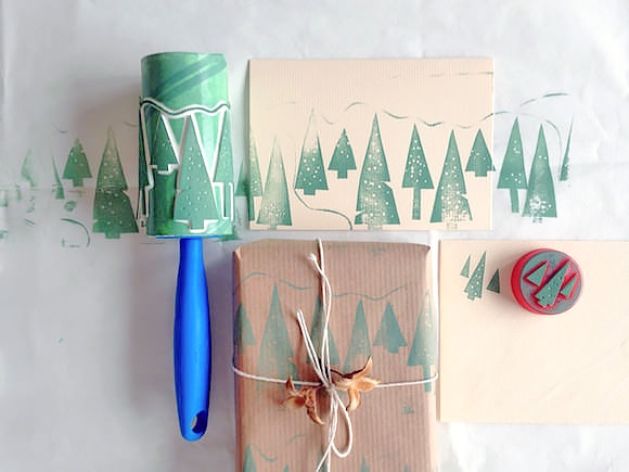 Roller printing stamp wrapping idea.