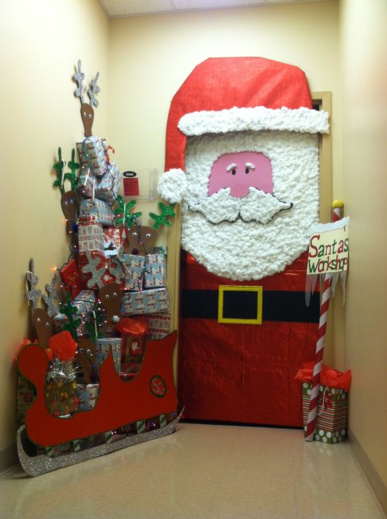 Santa door decor for office.
