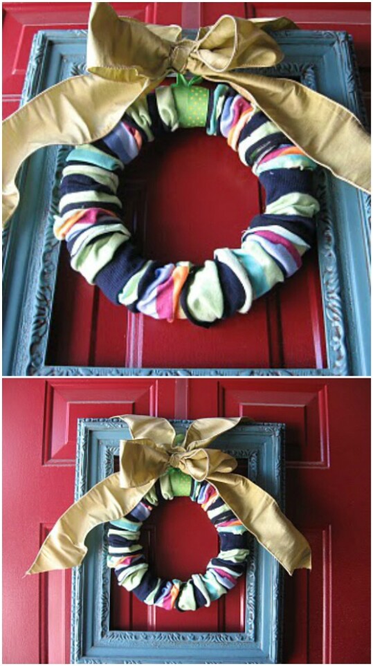 Sock wreath for Christmas.