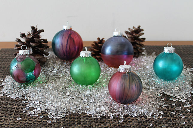Stained glass ball ornaments.