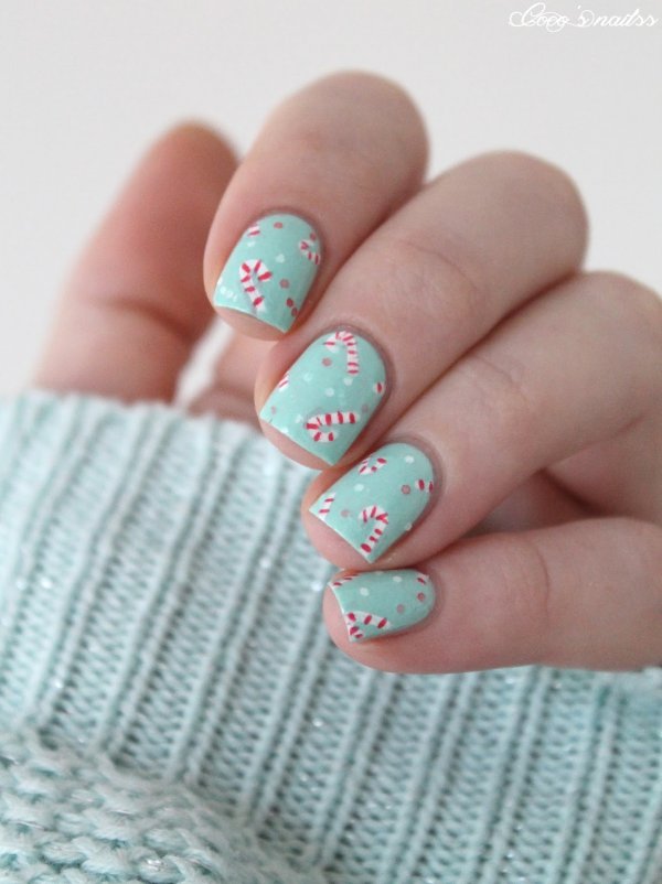 Sweet candy cane nails.