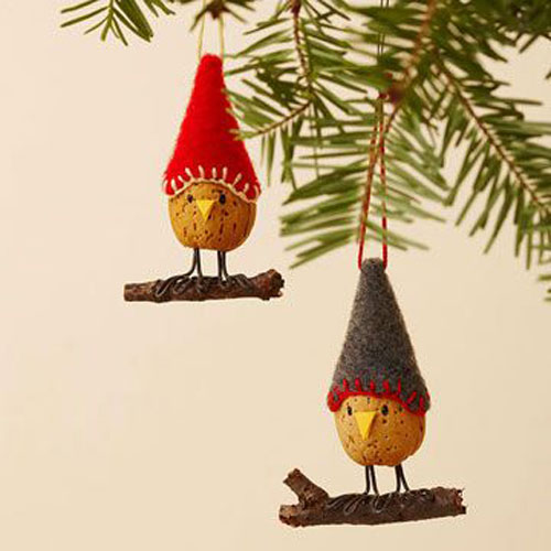 Almond bird Christmas ornaments.