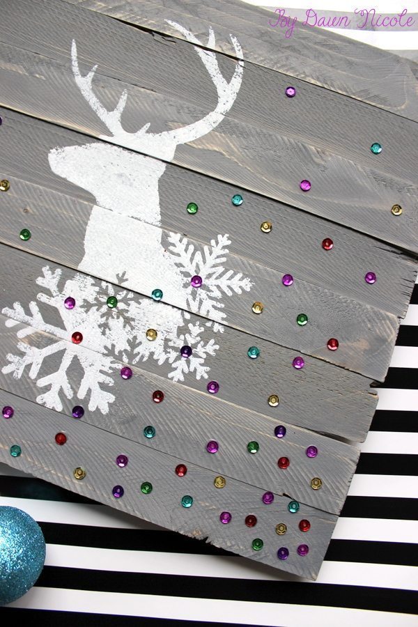 Beautiful reindeer wooden sign board.