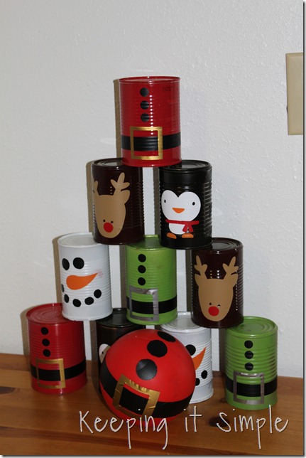 Christmas cans bowling game.