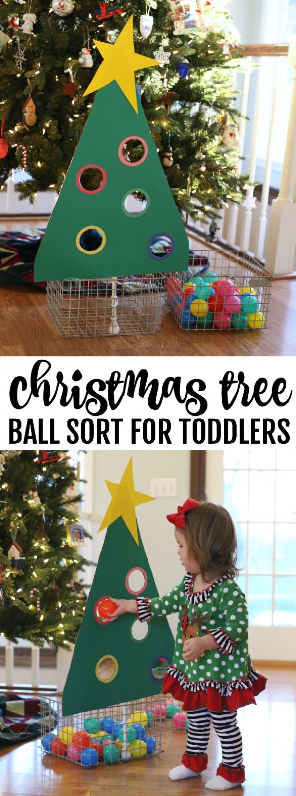 Christmas tree ball sort for toddlers.