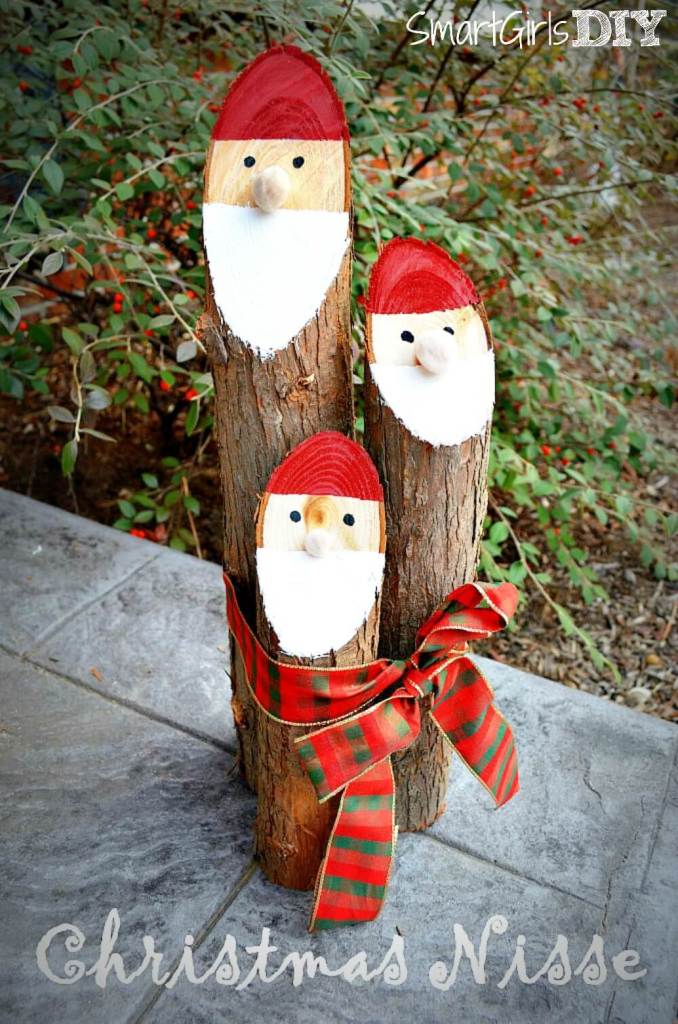 DIY Santa logs for outdoor decor.