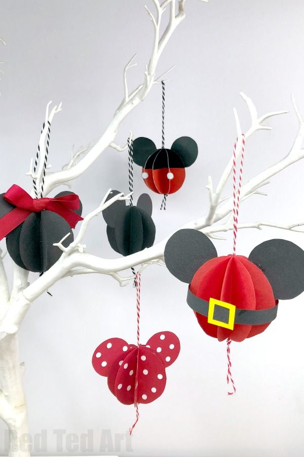 DIY mickey and minnie paper ornaments