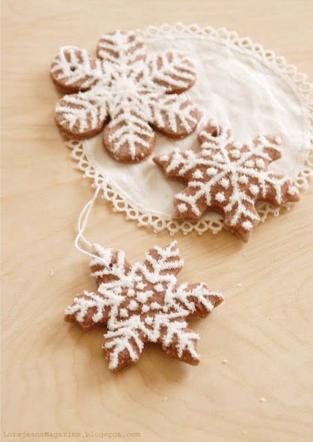 Frosted snowflakes cinnamon ornaments.