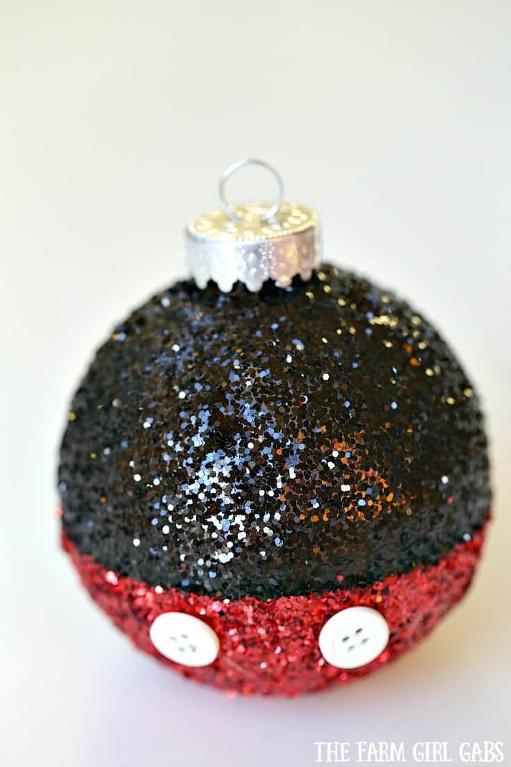 Glitter mickey mouse Christmas tree ornament.