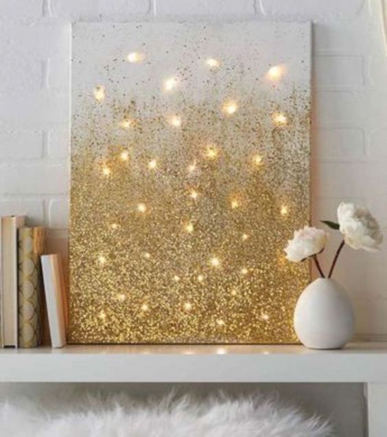 Glittered and light canvas for wall decor.