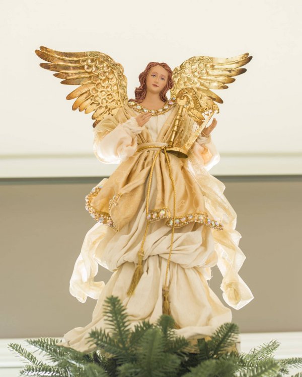 Gold angel Christmas tree topper.