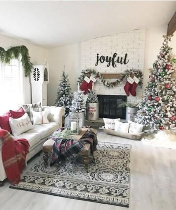 Joyful living room decor at Christmas.