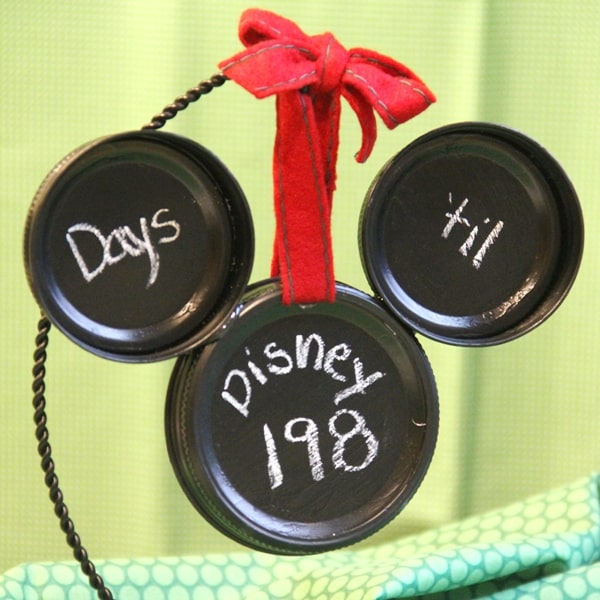 Mason jar lid mickey mouse countdown ornament.