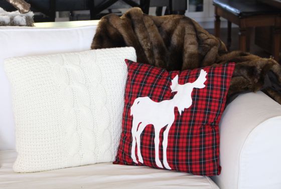 Moose silhouette pillow for Christmas.