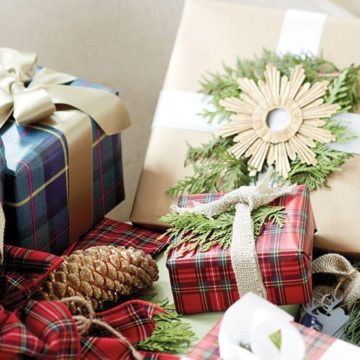 Plaid gift wrapping idea.