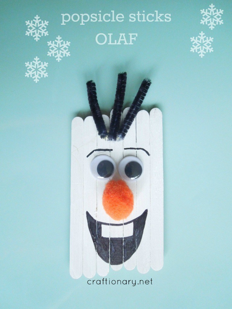 Popsicle sticks olasf snowman ornament.