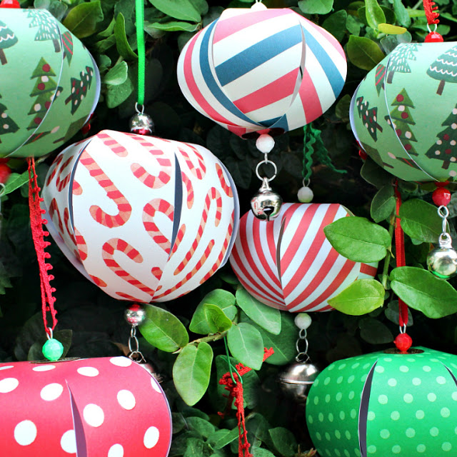 Quick patterned paper ornaments.