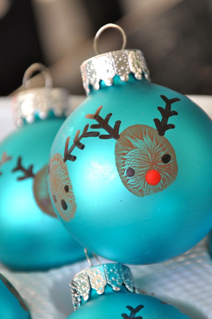 Thumbprint reindeer ornaments.