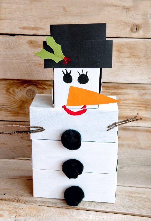 Tissue box snowman bowling game.