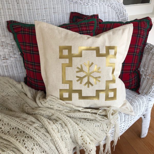 Ultimate golden snowflake Christmas pillow.