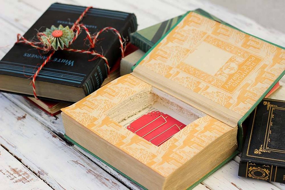 Unique idea to turn old book into a gift box.