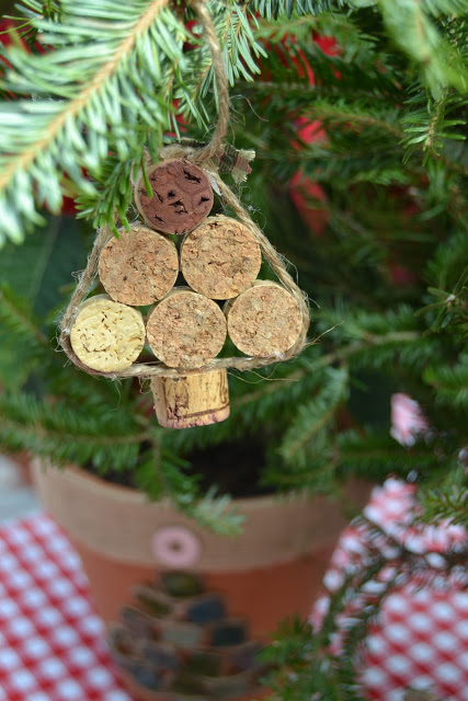 Wine cork tree ornaments.