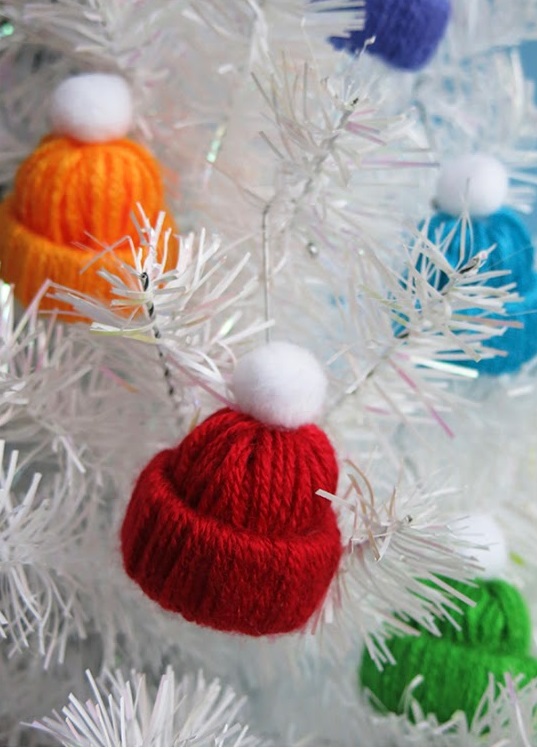 Yarn cap ornament perfect for winter.