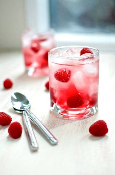 Cran rasberry spritzer is perfect drink for Valentine's day.