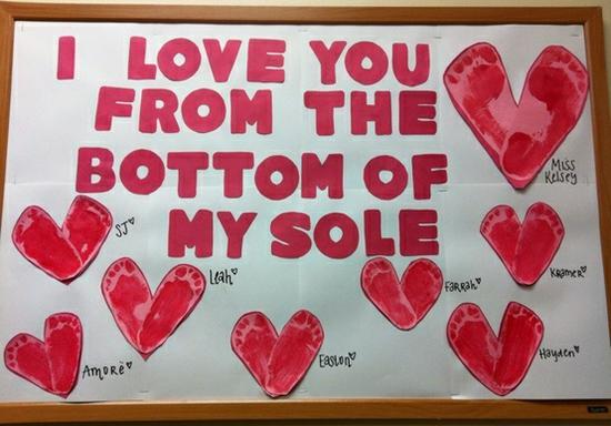 I Love You From The Bottom of my Sole bulletin board.
