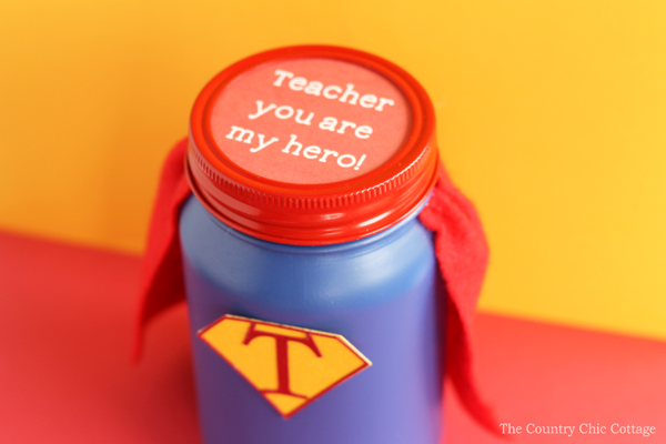 Impressive super hero teacher gift.