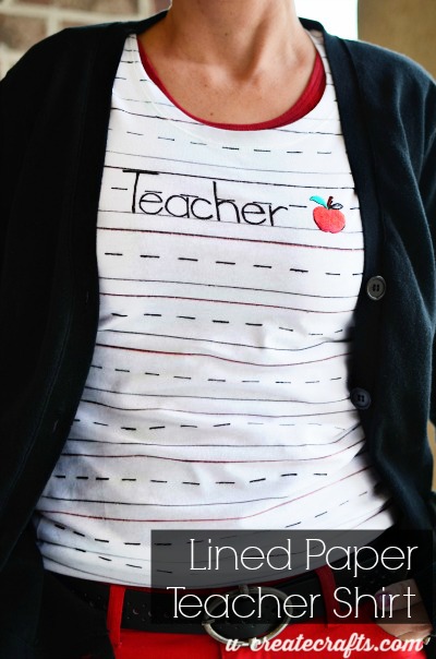 Lined paper teacher T-shirt.
