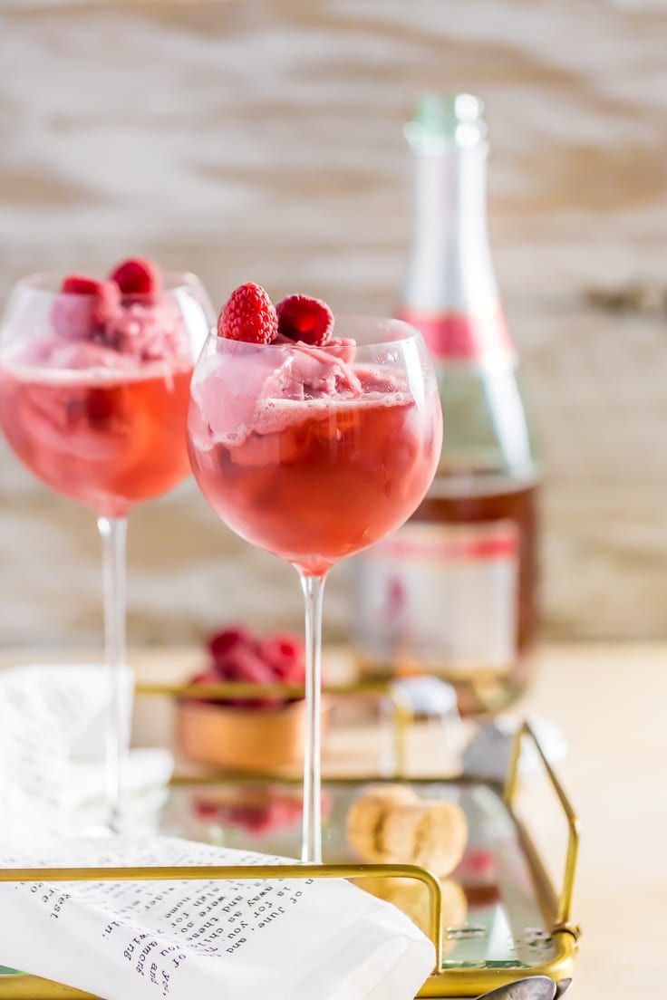 Raspberry pink champagne floats.