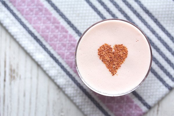 Special Valentine's day cocktail with cinnamon heart.