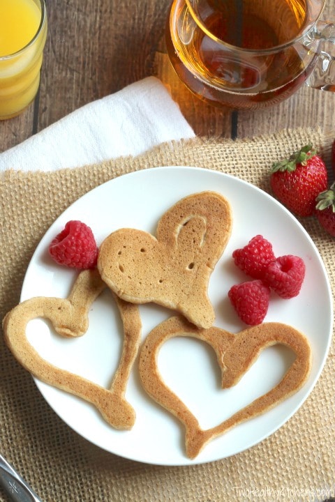 Whole wheat heart shape pancake.