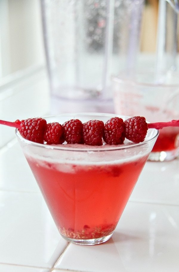 A raspberry moscato cocktail.