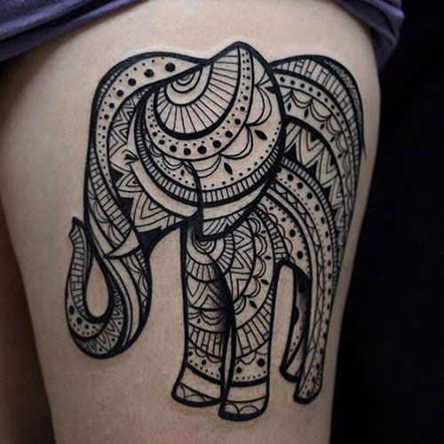 Best thigh elephant tattoo.