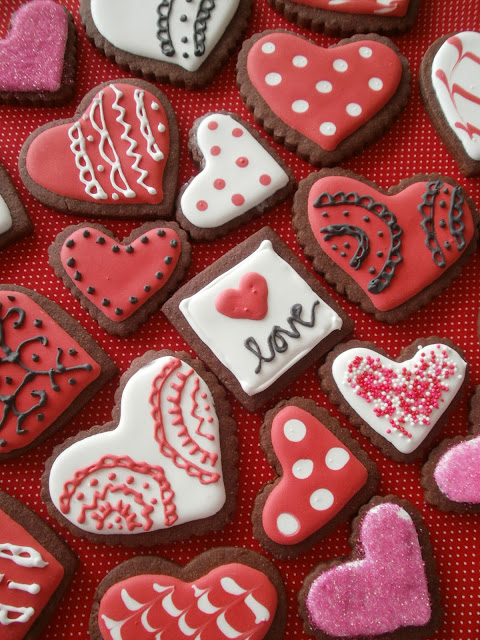 Brownie cutout cookies for Valentine's day.