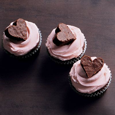 Brownie heart cupcakes.