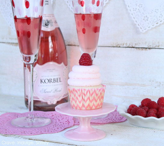 Champagne raspberry cupcakes.