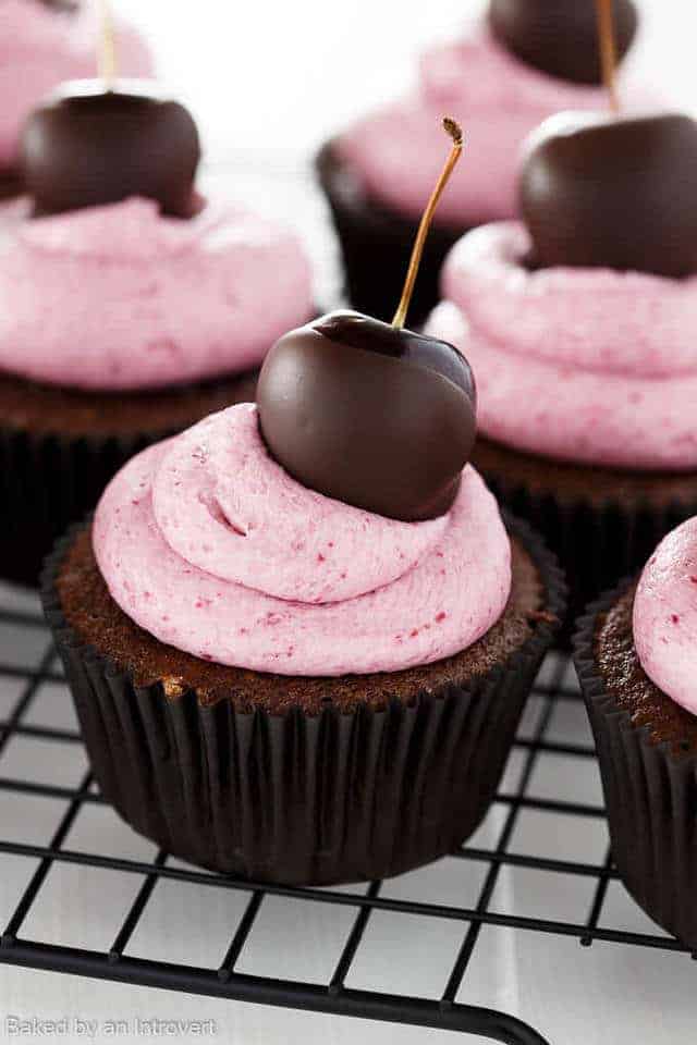 Chocolate Cherry Cupcakes.