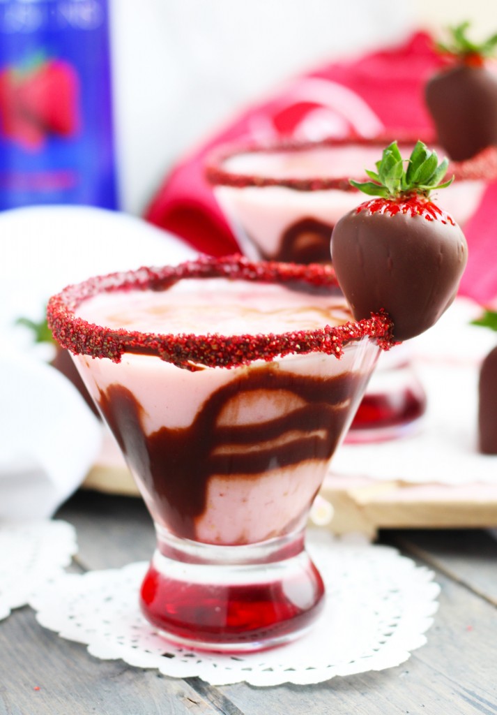 Chocolate Covered Strawberry Martini. Valentine's Day Cocktail Recipes